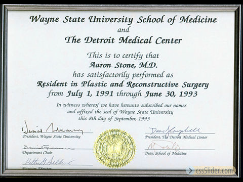 Plastic Surgery Residency Certificate